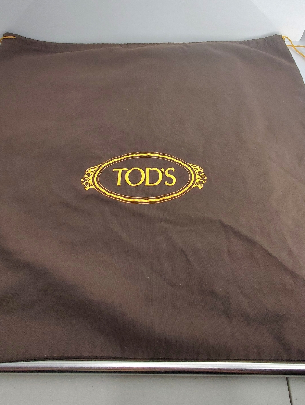 TOD'S Logo Dust Bag Brown Cotton Drawstring for Handbags/Shoes 20.5” x 18.5” H